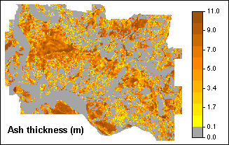 Map ASHT, thickness of volcanic ashes