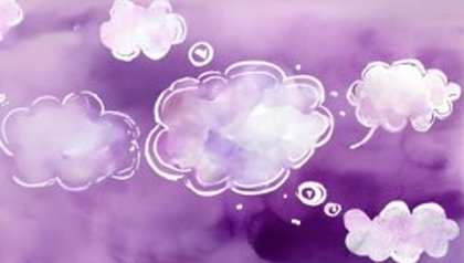 Thinking clouds with a purple background