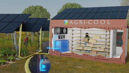 Visualisatie van de AGRI-COOL contrainer met zonnepanelen