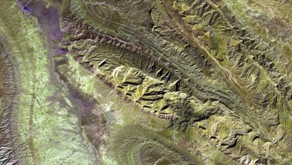 satellite image of Zagros Mountains.