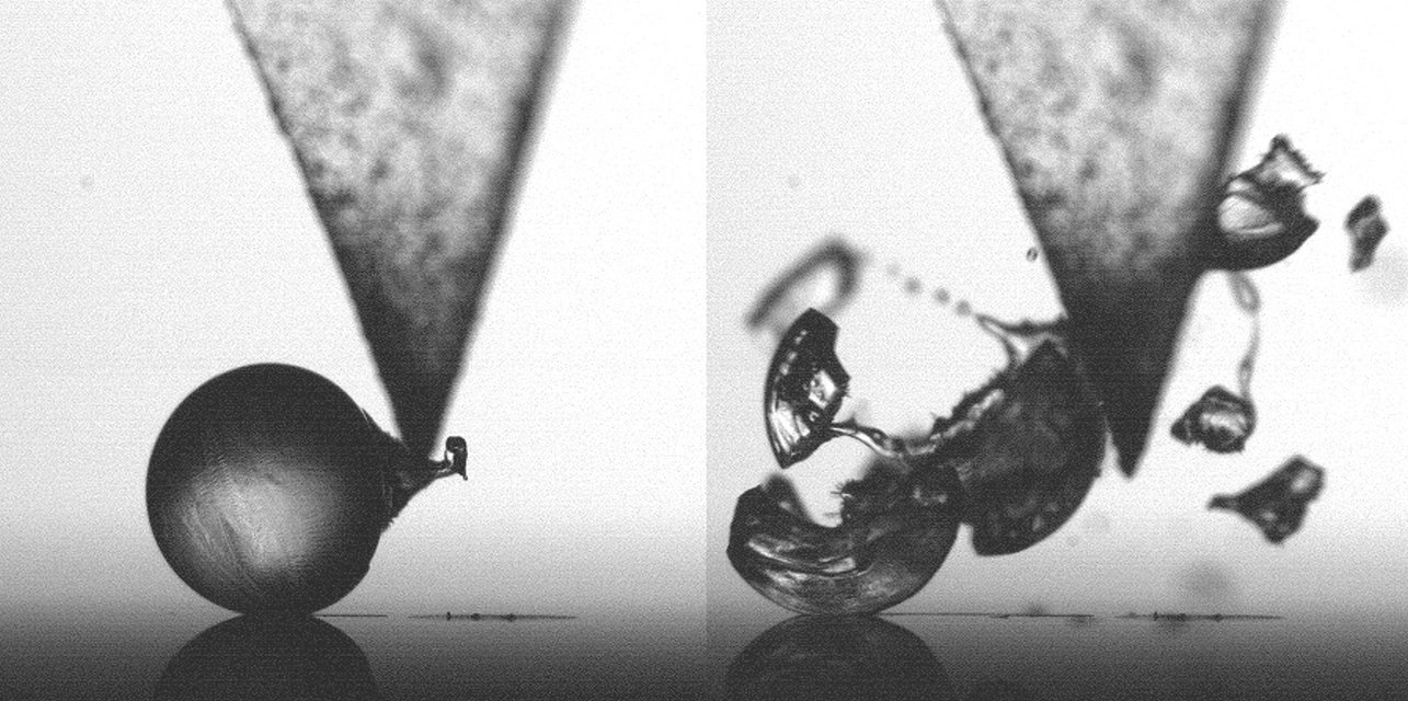 Exploding ice droplets