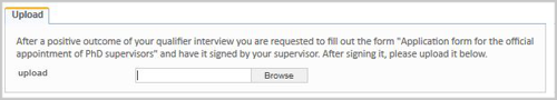 Screenshot of the screen to upload the appointment supervisors form