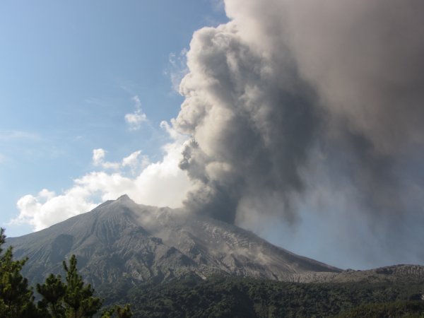 Sakurajima volcano erupting