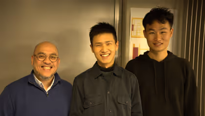 Three integrated photonics researchers from the University of Twente Main contributors to this work from University of Twente. From left to right: David Marpaung, Chuangchuang Wei, Kaixuan Ye.