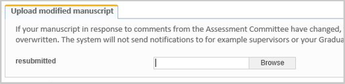 Screenshot of Hora Finita Upload modified manuscript screen