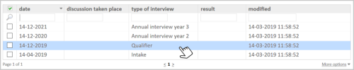 Screenshot of Hora Finita progress interviews list